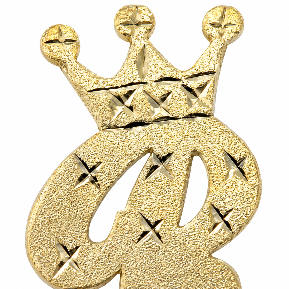 10K Gold Custom Initial Crown Earrings - macro detail