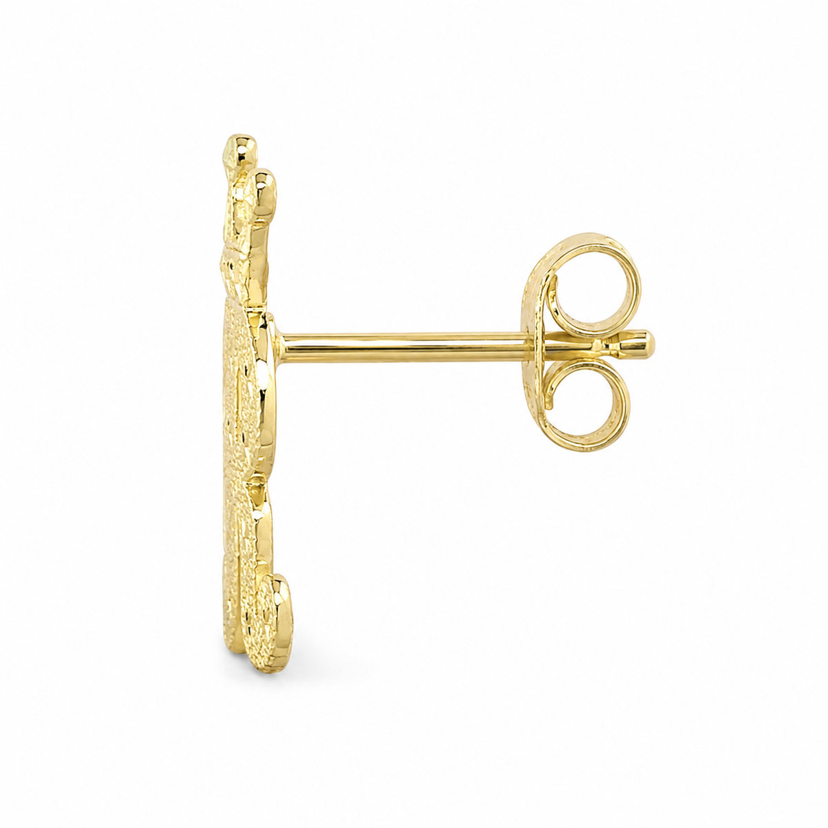 10K Gold Custom Initial Crown Earrings - side view