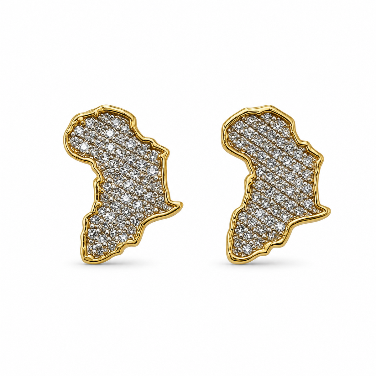 10K Gold Diamond Africa Earrings 10mm (Screwback) - front view