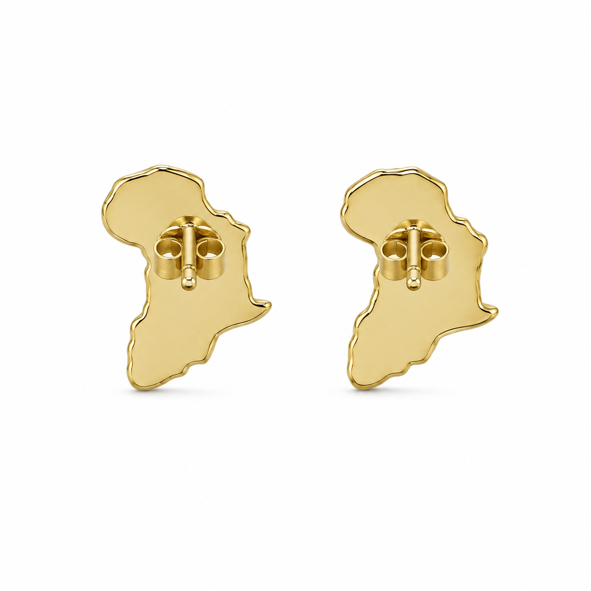 10K Gold Diamond Africa Earrings 10mm (Screwback) - back view