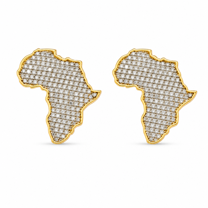 10K Gold Diamond Africa Earrings 15mm (Screwback) — 10K real gold jewelry from STF Diamonds, Los Angeles