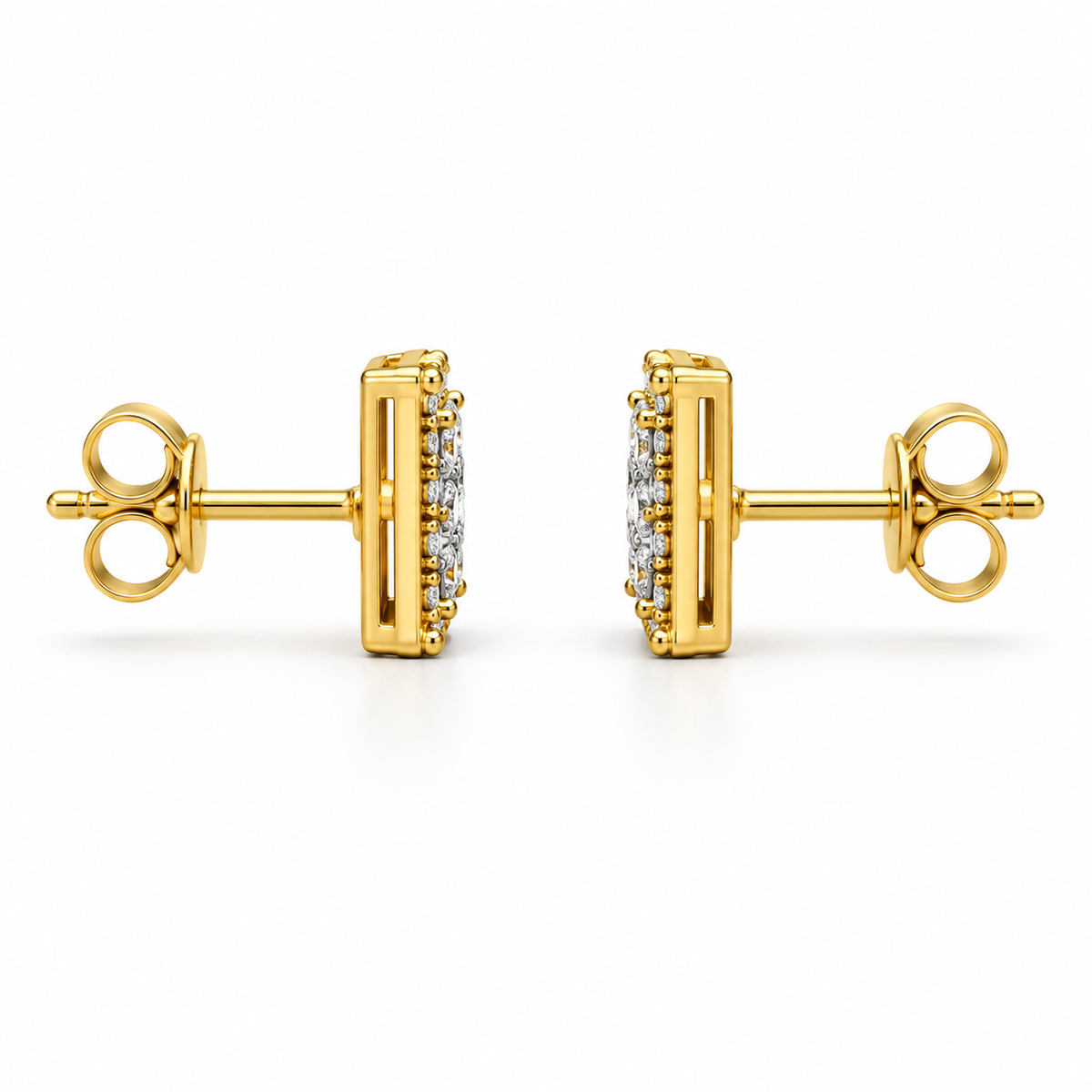 10K Gold Diamond Core Earrings - side view