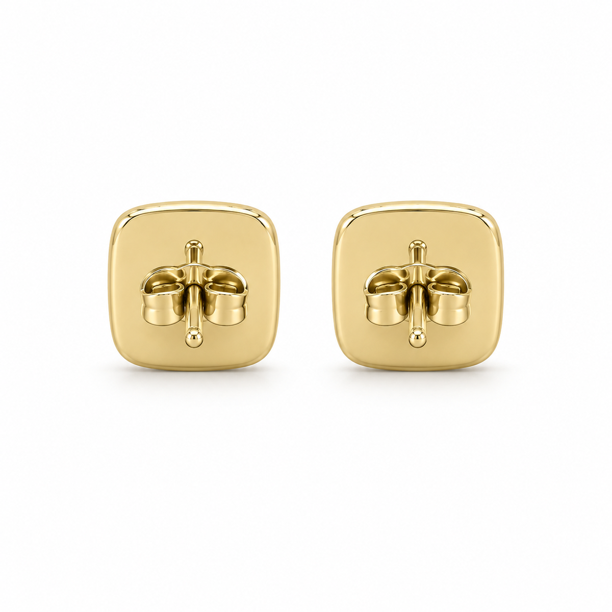 10K Gold Diamond CornerStone Earrings - back view