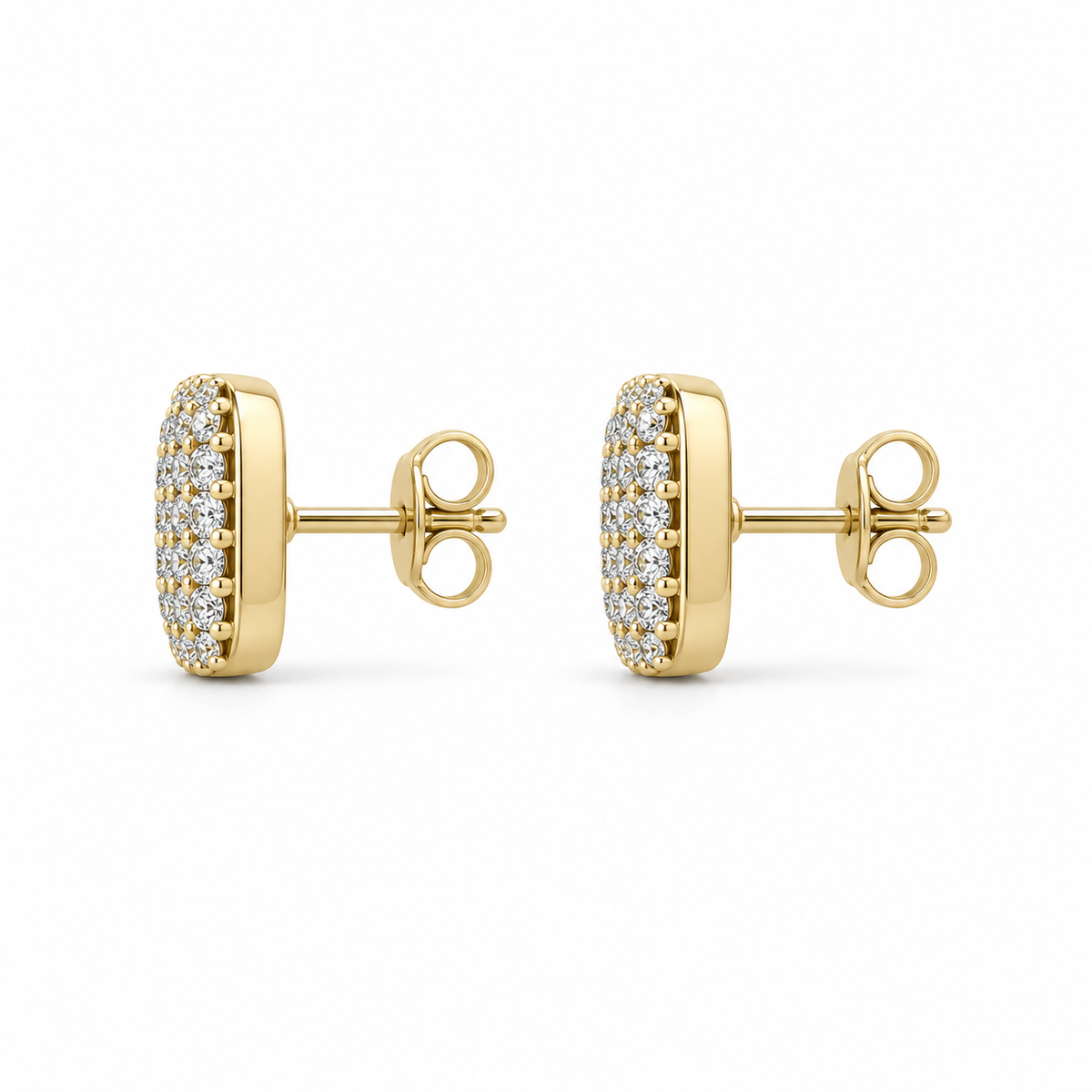 10K Gold Diamond CornerStone Earrings - side view