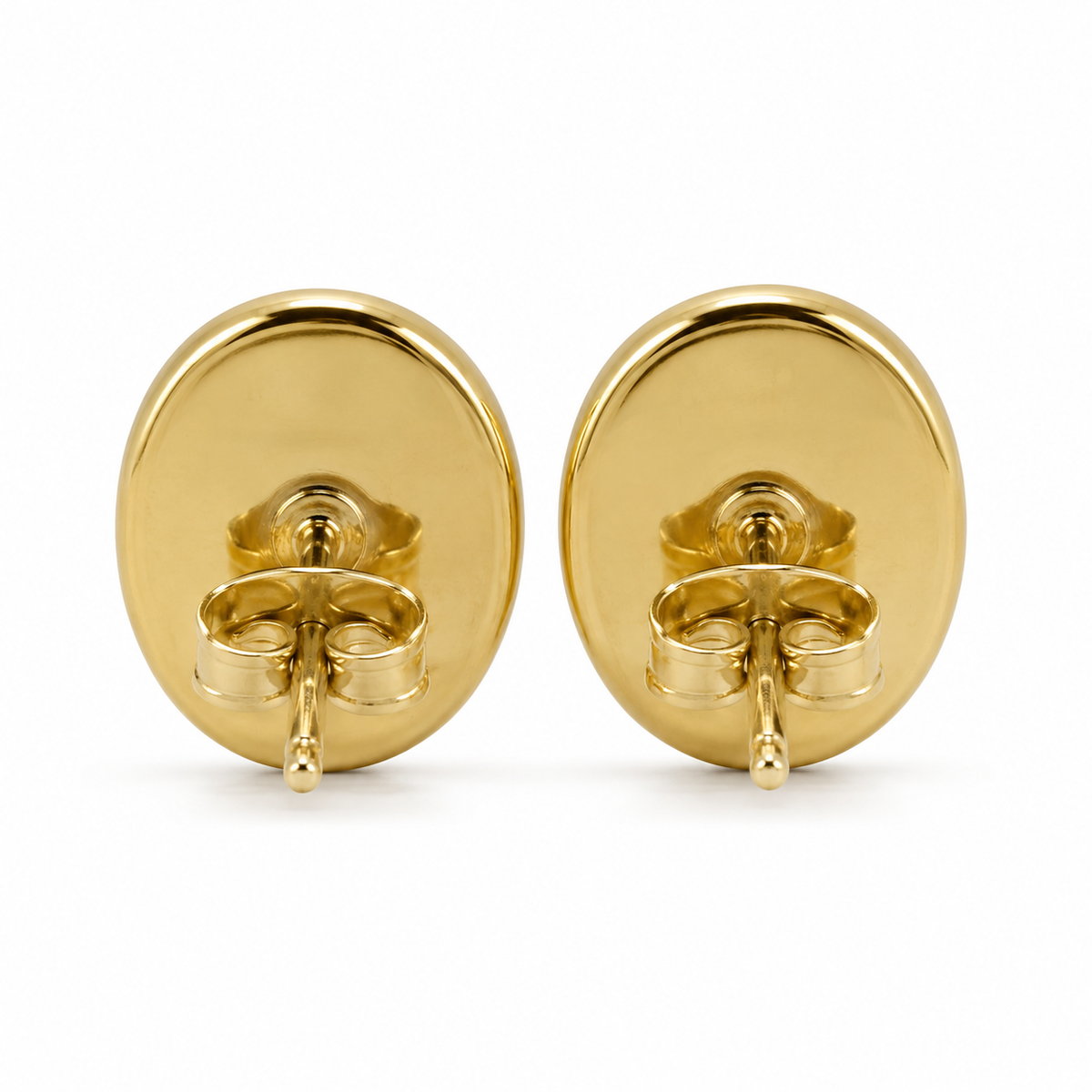 10K Gold Diamond Cut Medusa Earrings - back view