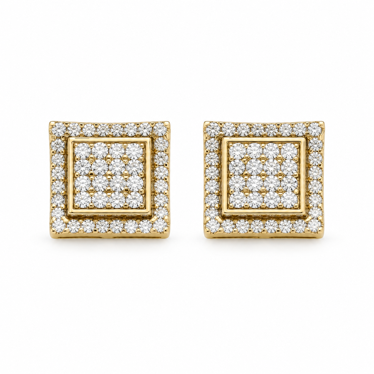 10K Gold Diamond Double Lined Earrings (S) - front view