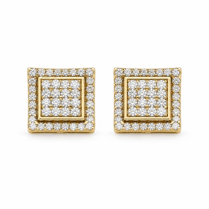 10K Gold Diamond Double Lined Earrings (S) — 10K real gold jewelry from STF Diamonds, Los Angeles