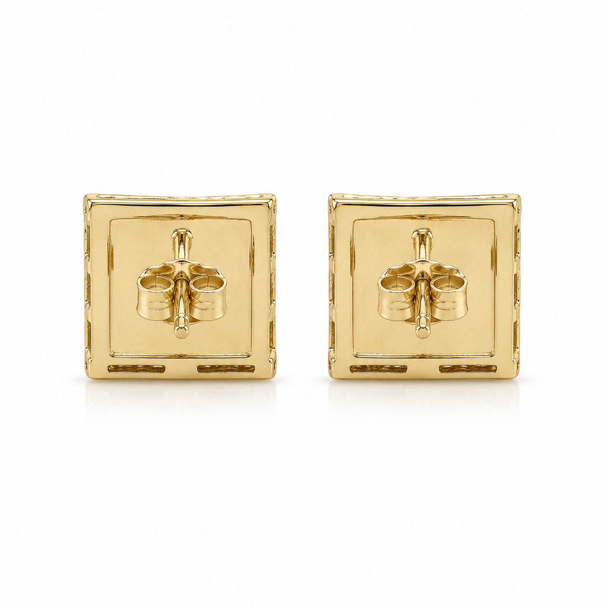 10K Gold Diamond Double Lined Earrings (S) - back view