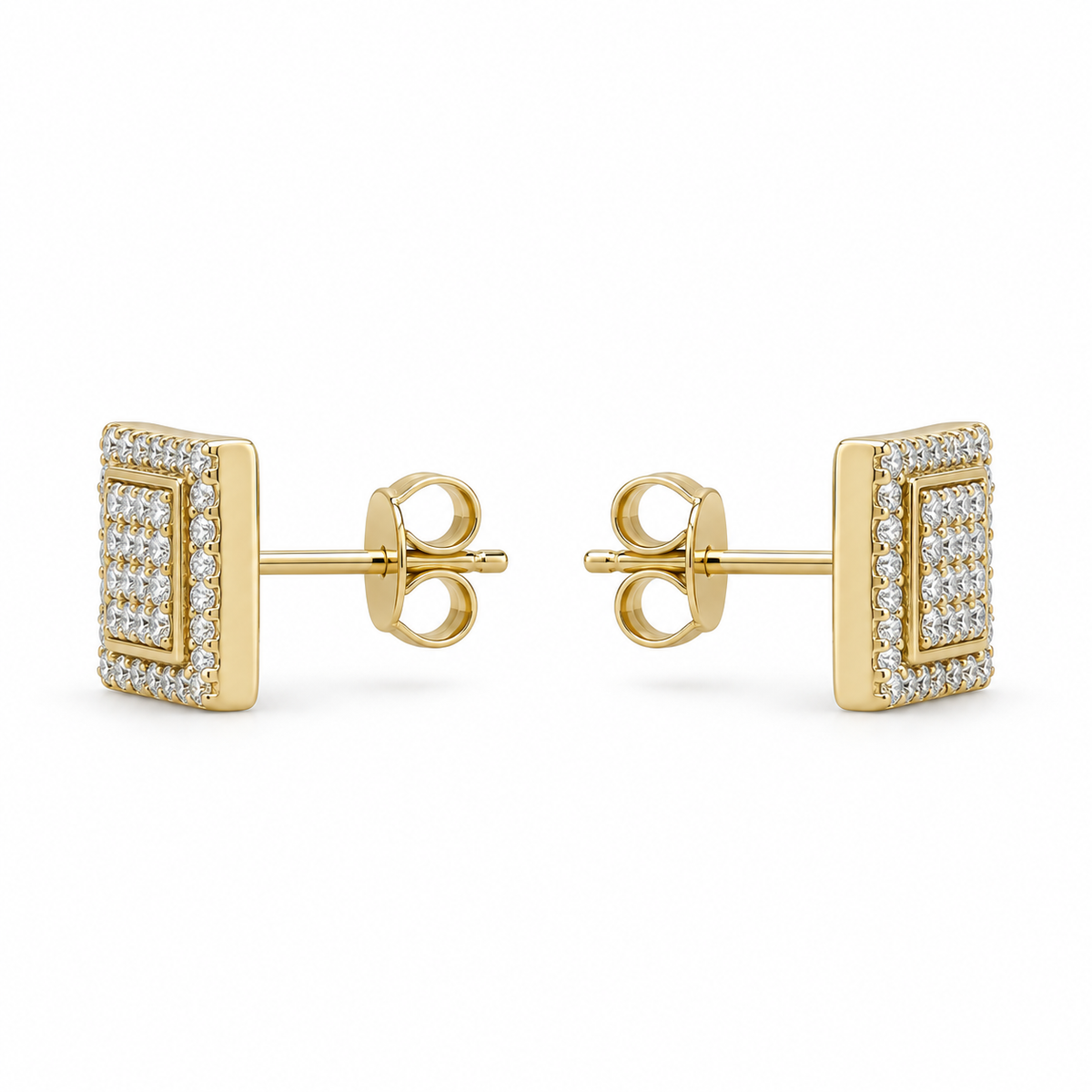10K Gold Diamond Double Lined Earrings (S) - side view