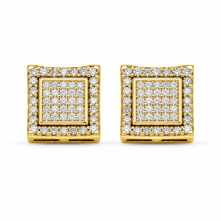 10K Gold Diamond Double Lined Earrings (m) — 10K real gold jewelry from STF Diamonds, Los Angeles