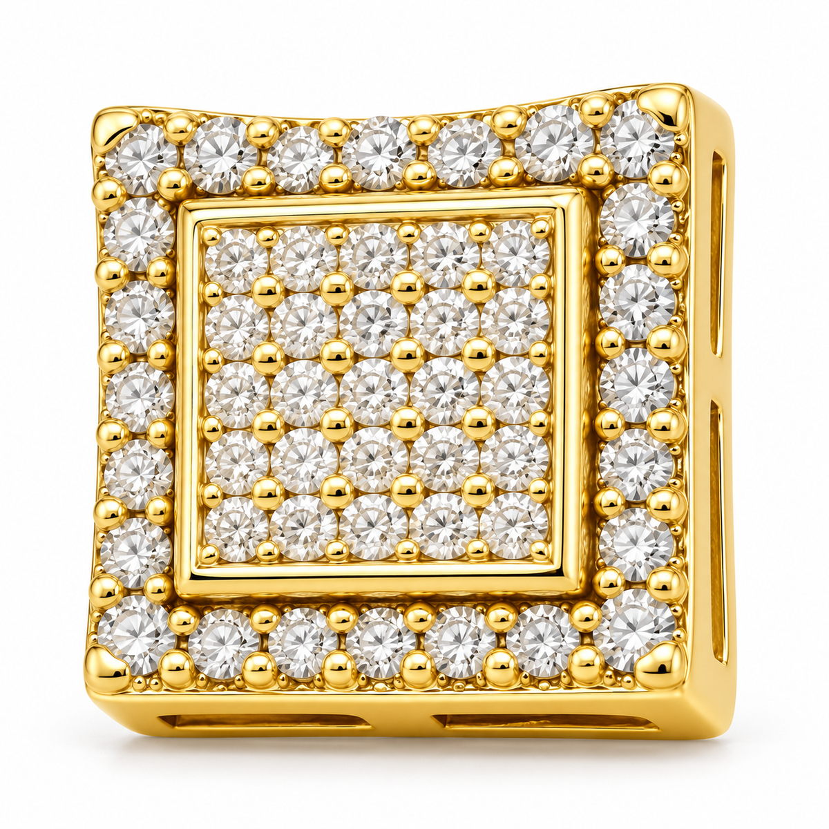 10K Gold Diamond Double Lined Earrings (m) - macro detail