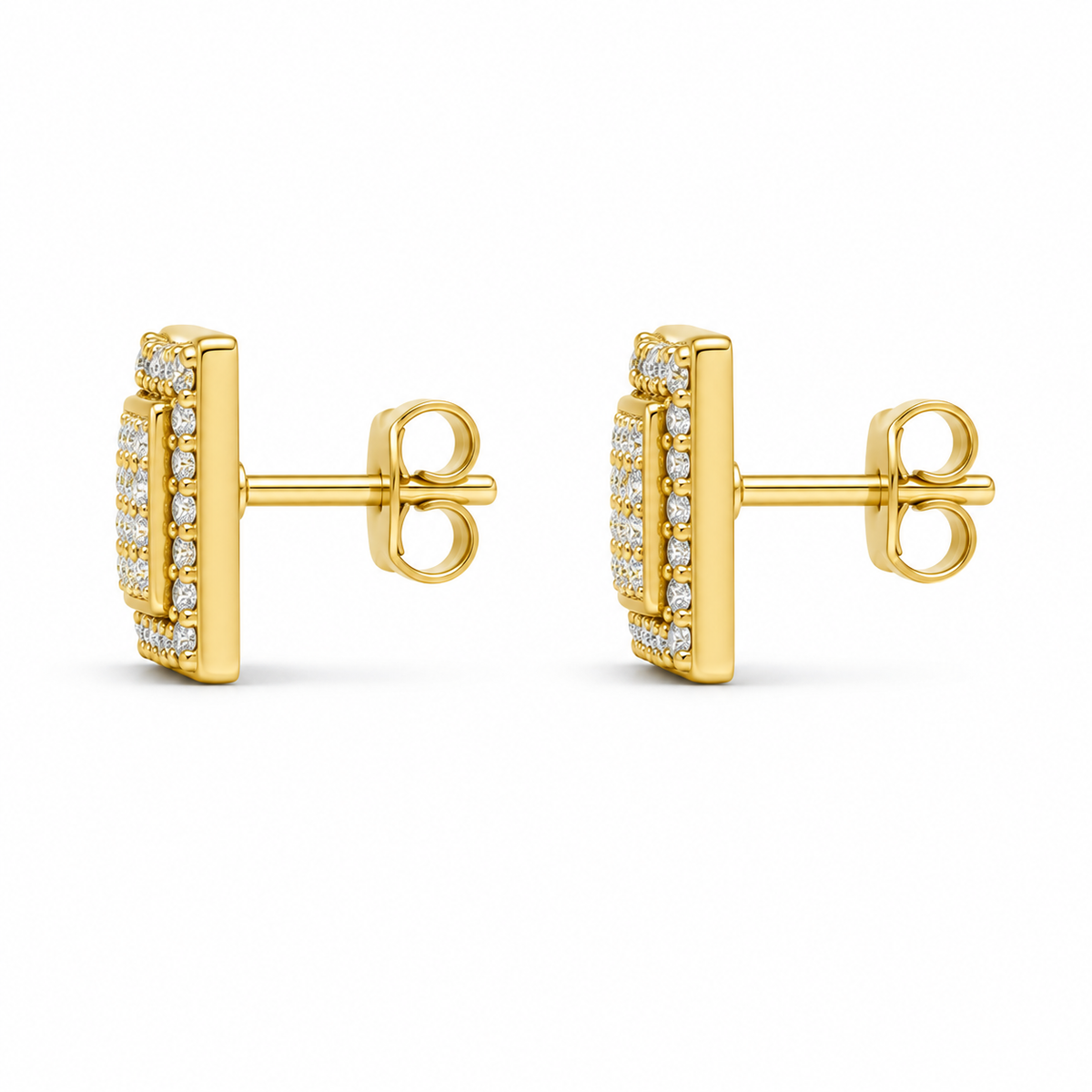 10K Gold Diamond Double Lined Earrings (m) - side view
