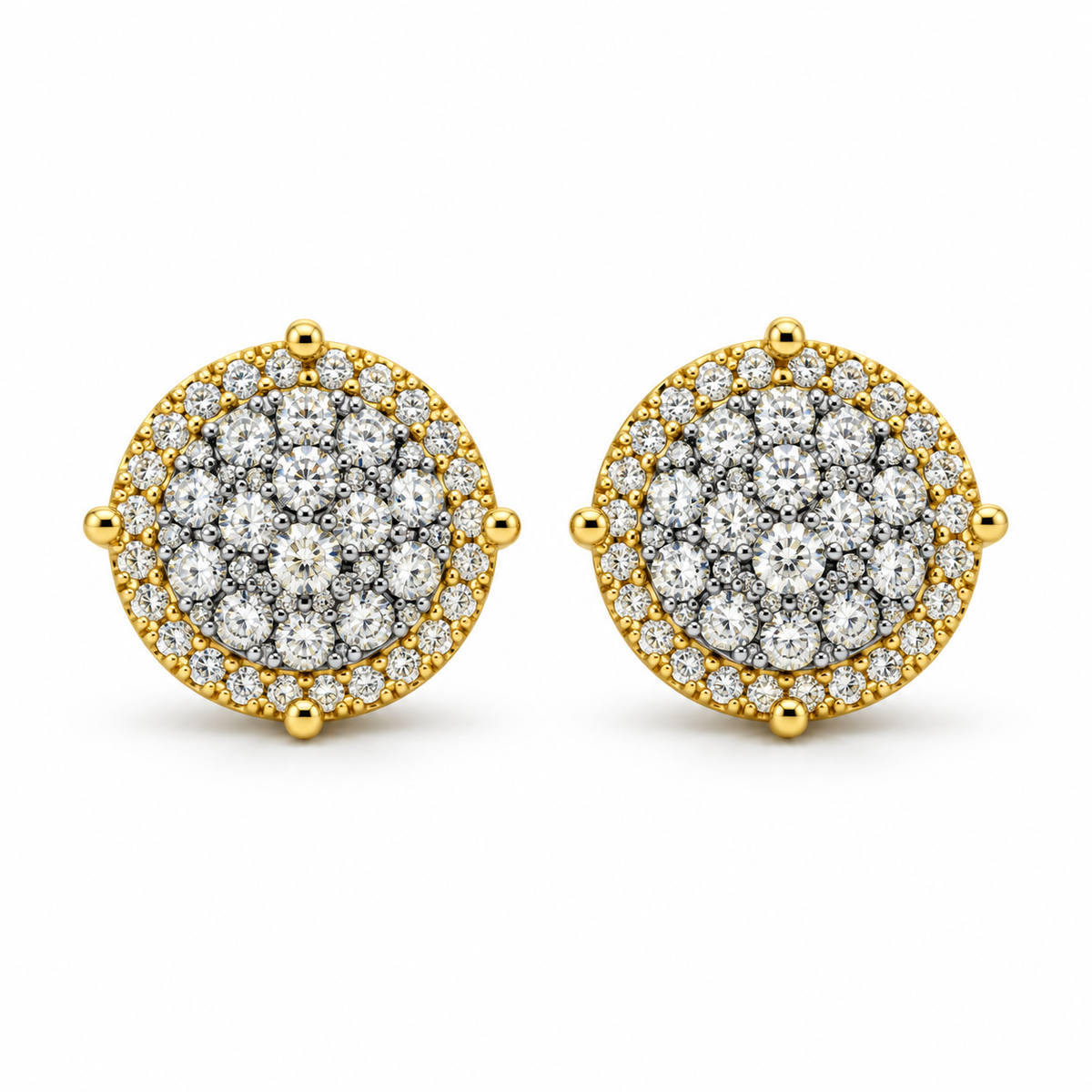 10K Gold Diamond DuoCircle Earrings - front view