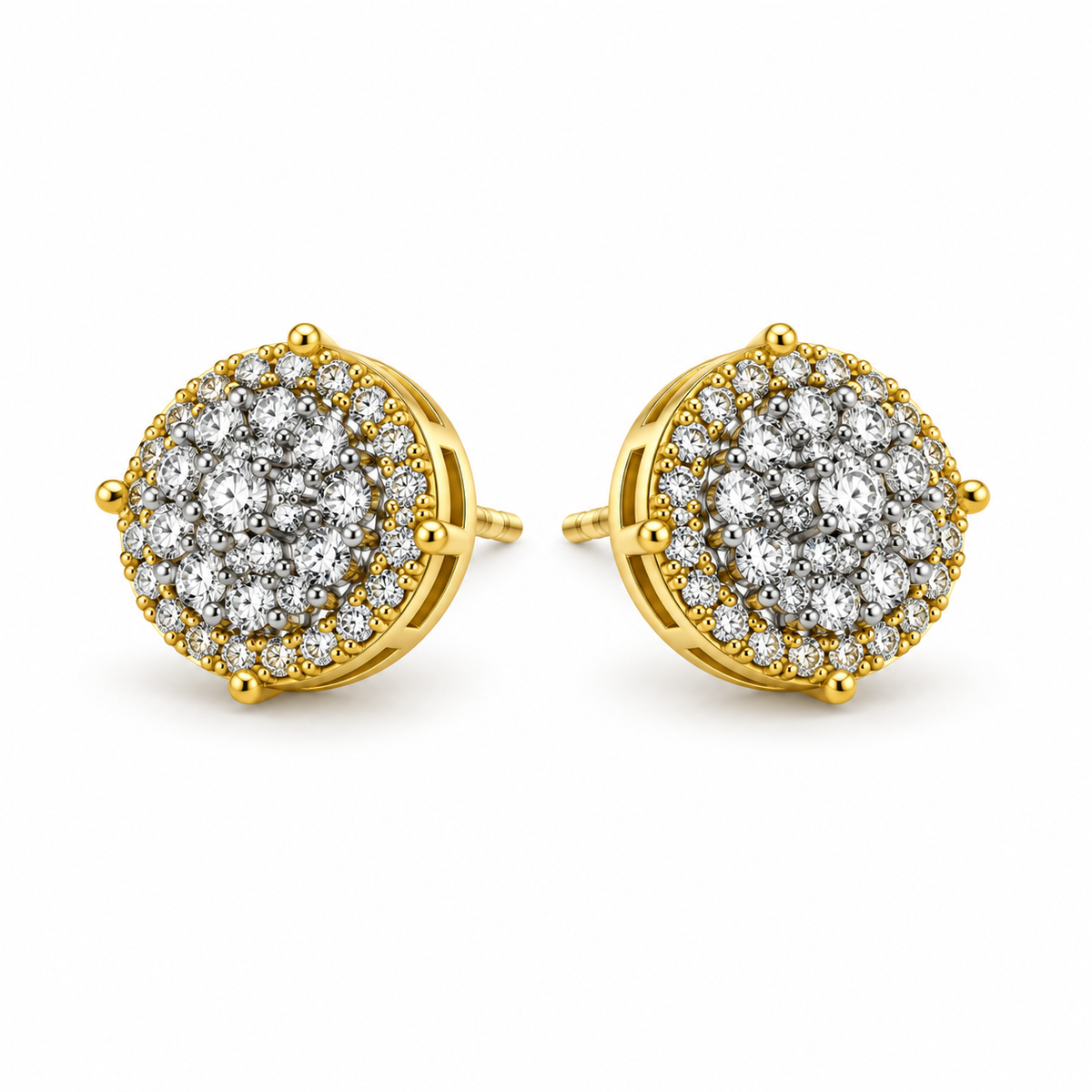 10K Gold Diamond DuoCircle Earrings - 45 degree view