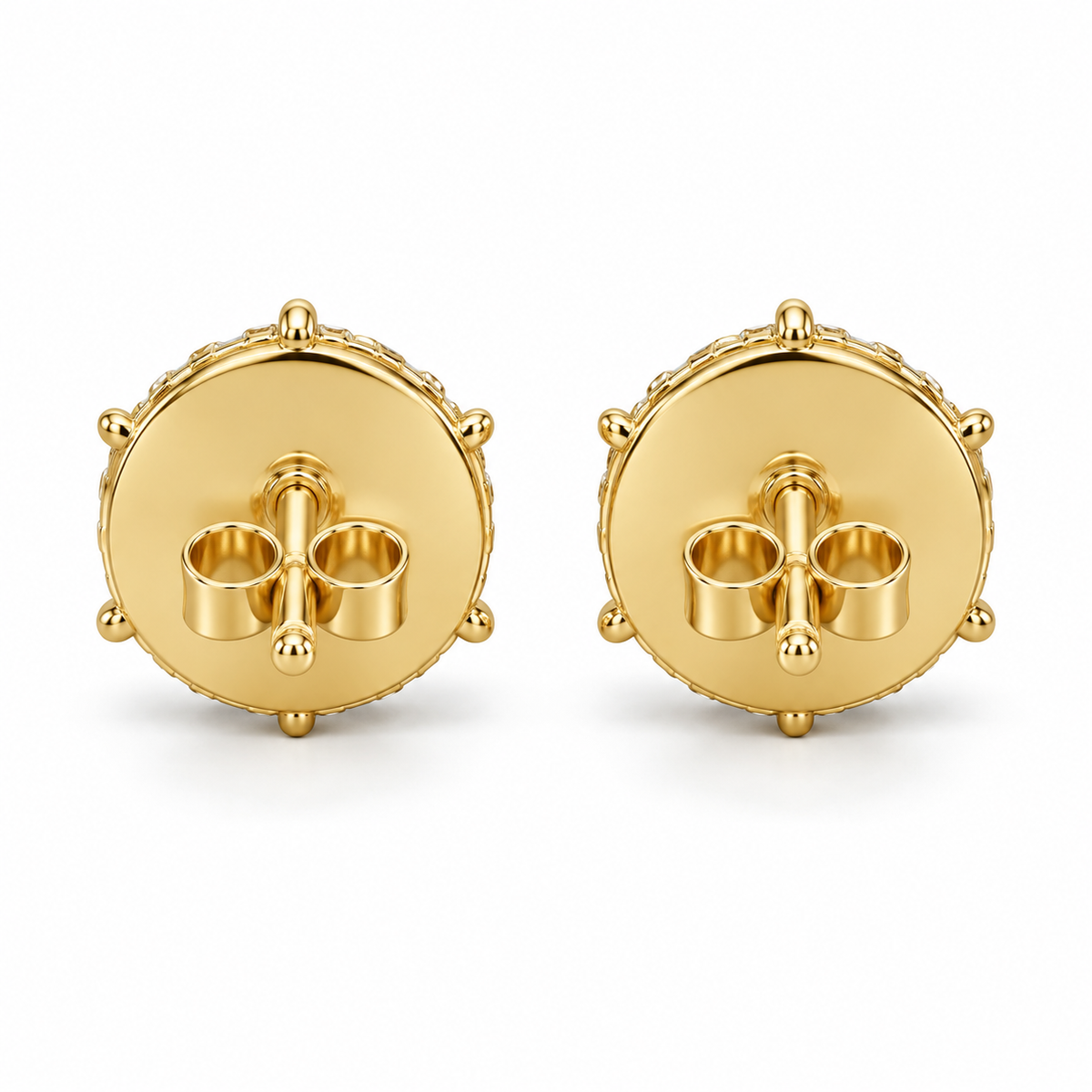 10K Gold Diamond DuoCircle Earrings - back view