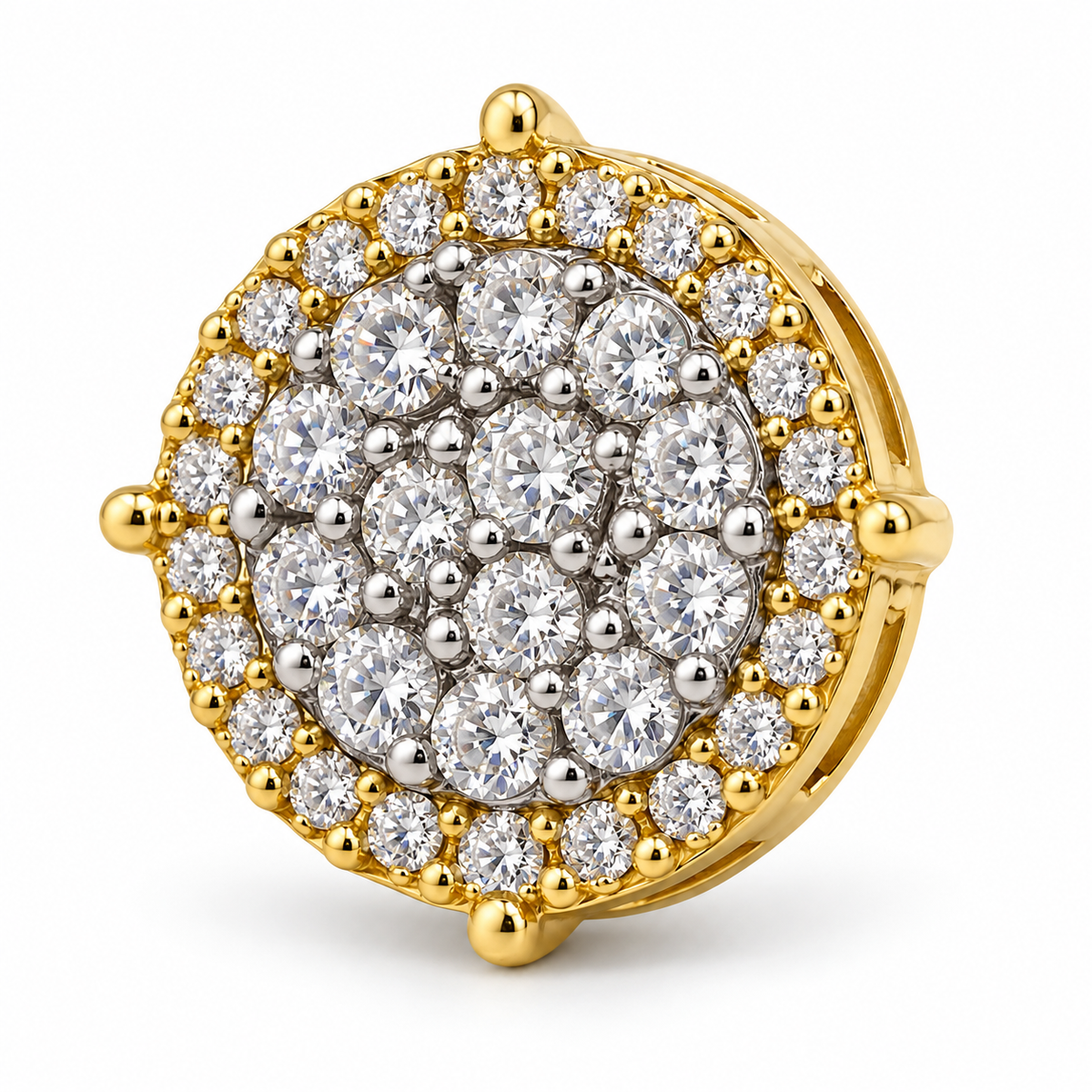 10K Gold Diamond DuoCircle Earrings - macro detail