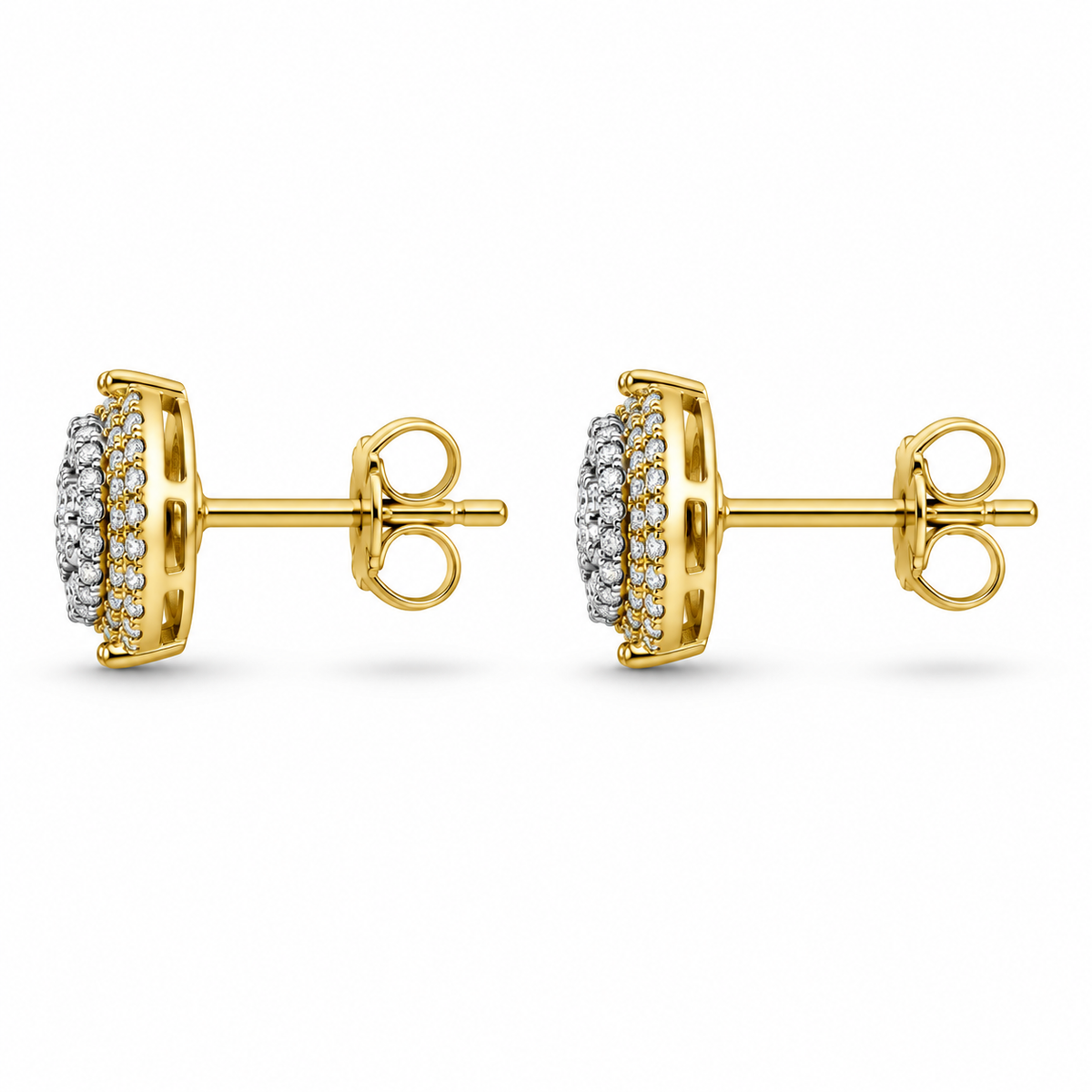 10K Gold Diamond DuoCircle Earrings - side view