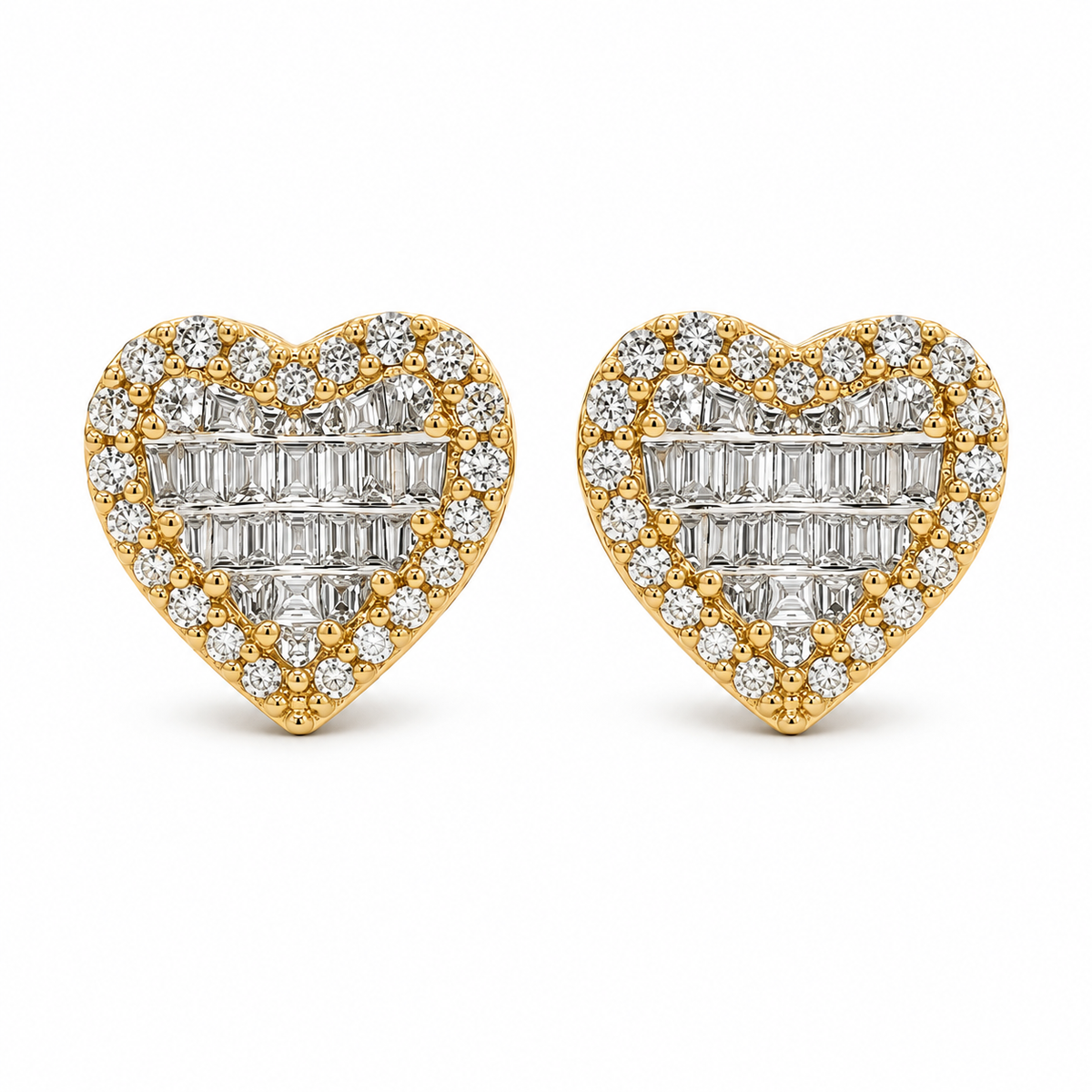 10K Gold Diamond ForeverFlame Earrings (Med.) - front view