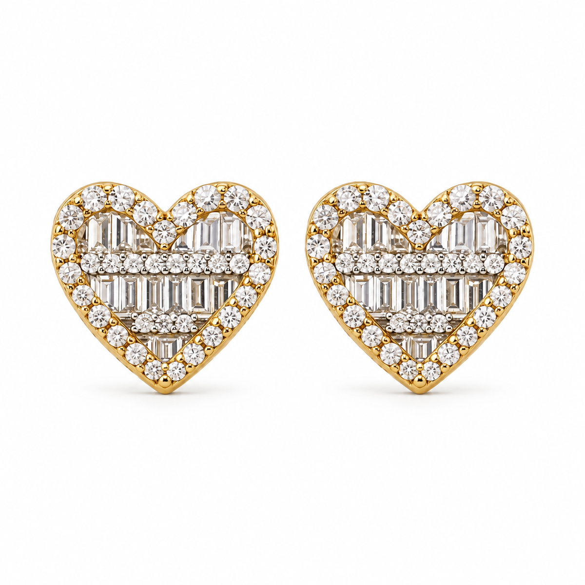 10K Gold Diamond ForeverFlame Earrings (Wider Version) - front view