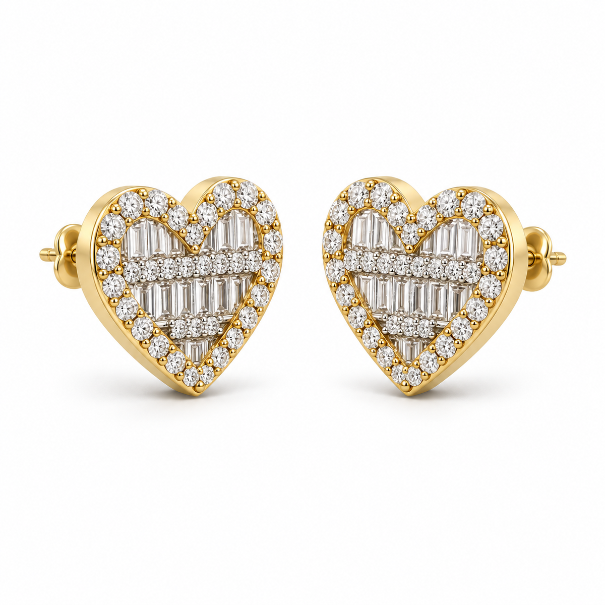 10K Gold Diamond ForeverFlame Earrings (Wider Version) - 45 degree view