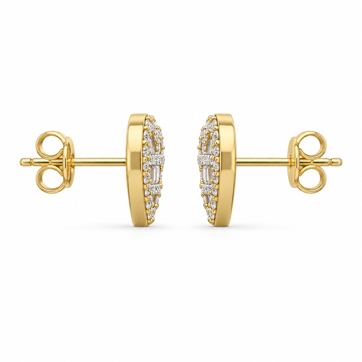 10K Gold Diamond ForeverFlame Earrings (Wider Version) - side view