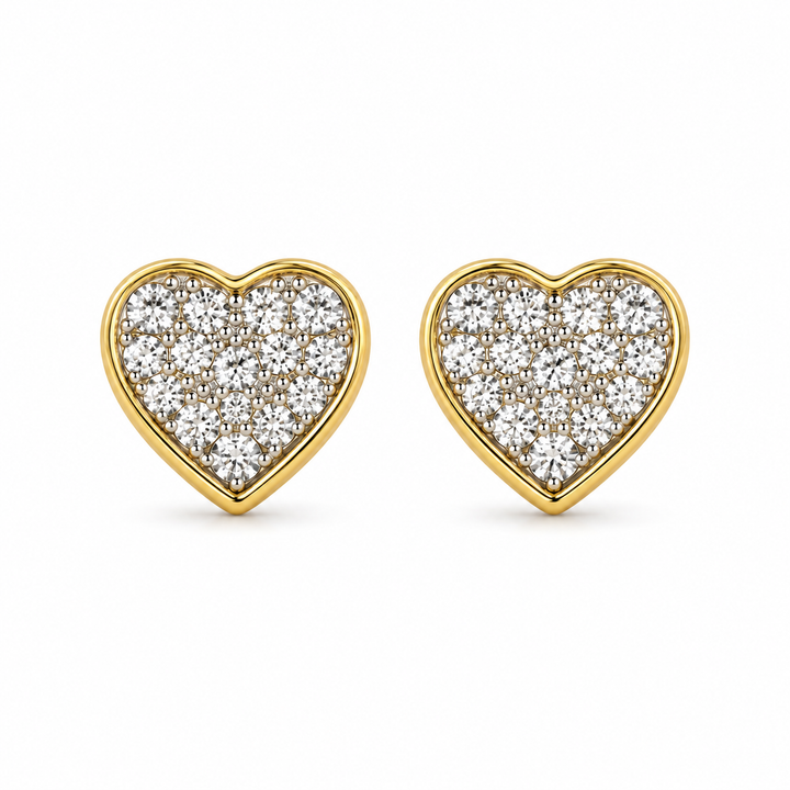 10K Gold Diamond Forever Hearts Earrings — 10K real gold jewelry from STF Diamonds, Los Angeles