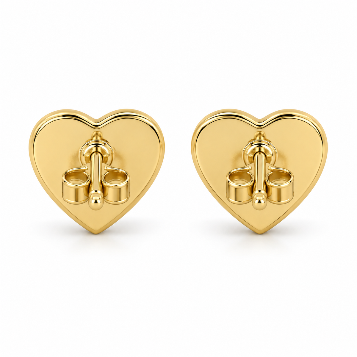 10K Gold Diamond Forever Hearts Earrings - back view