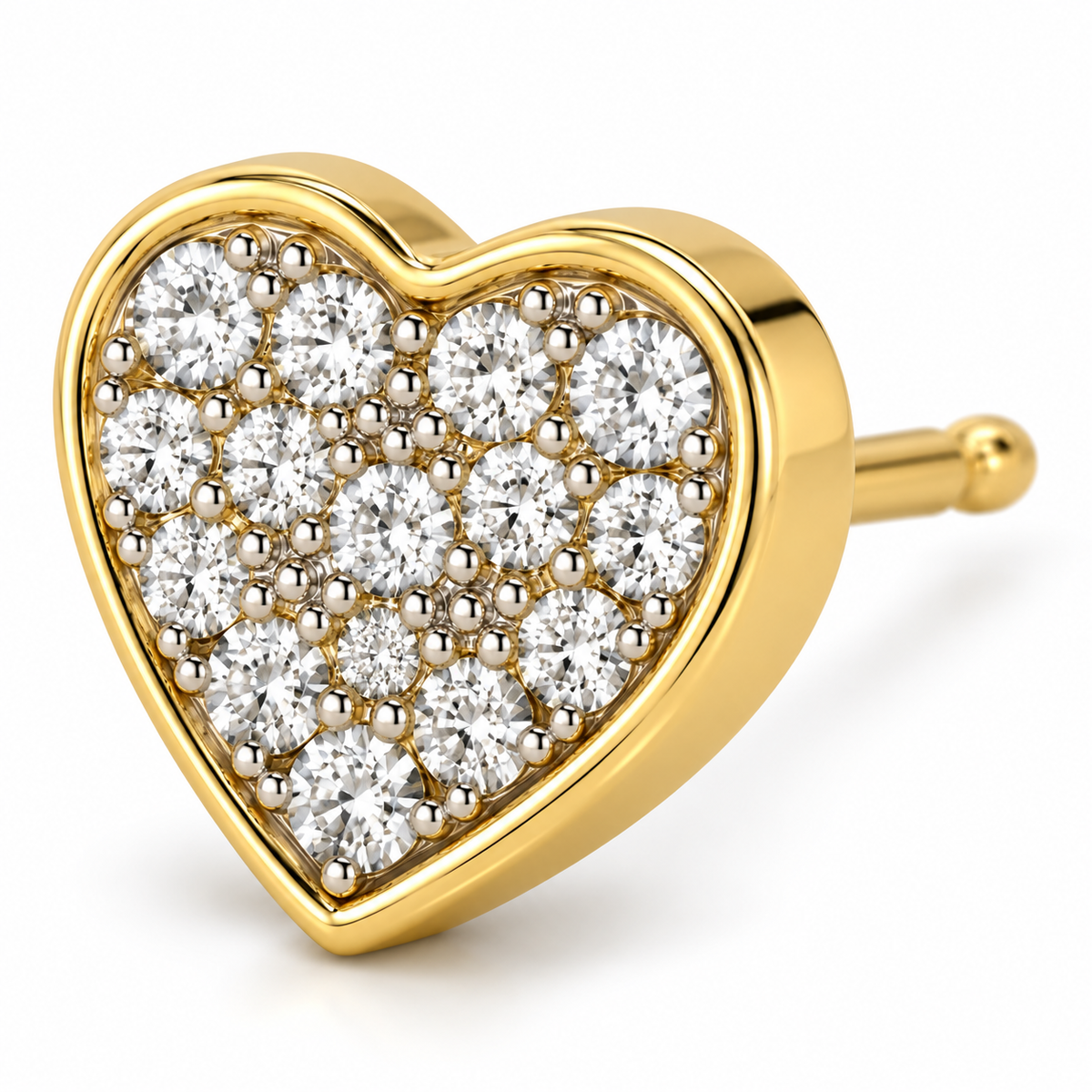 10K Gold Diamond Forever Hearts Earrings - macro detail
