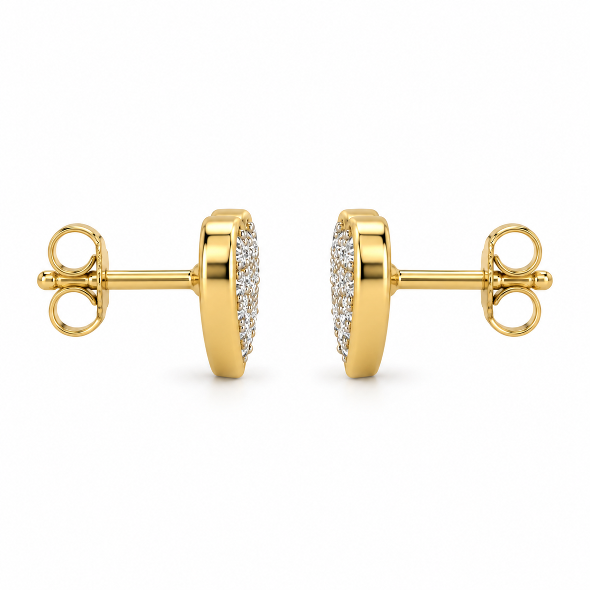 10K Gold Diamond Forever Hearts Earrings - side view