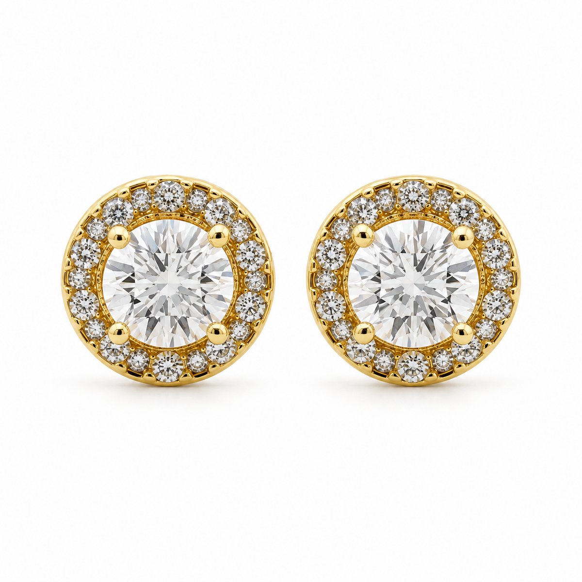 10K Gold Diamond Fusion Round Earrings - front view