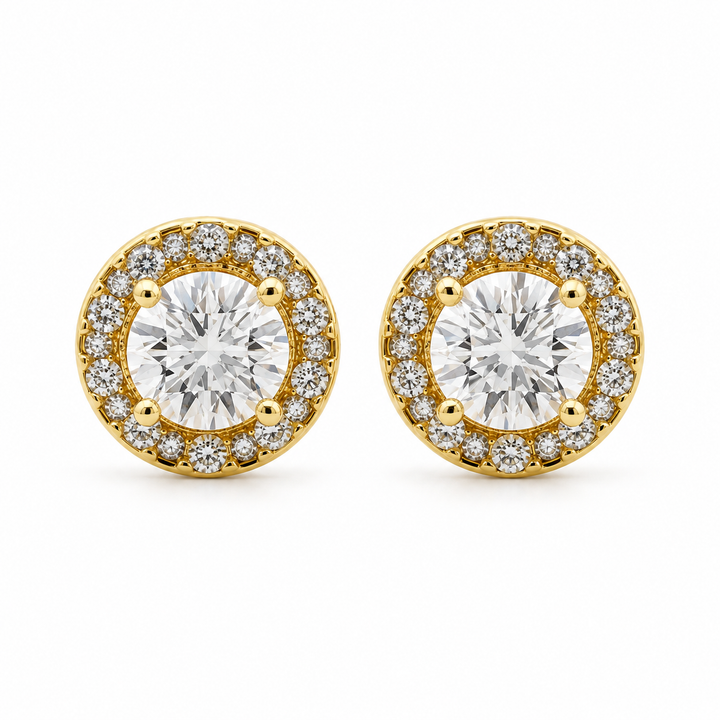 10K Gold Diamond Fusion Round Earrings — 10K real gold jewelry from STF Diamonds, Los Angeles