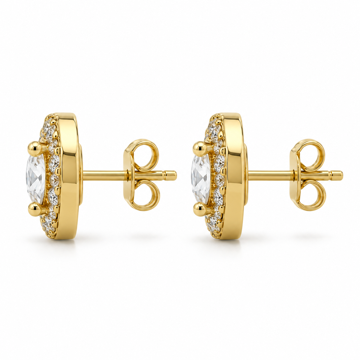 10K Gold Diamond Fusion Round Earrings - side view