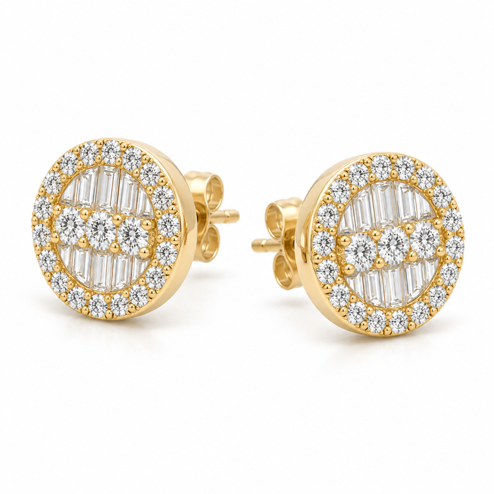 10K Gold Diamond GlowCircle Earrings - front view