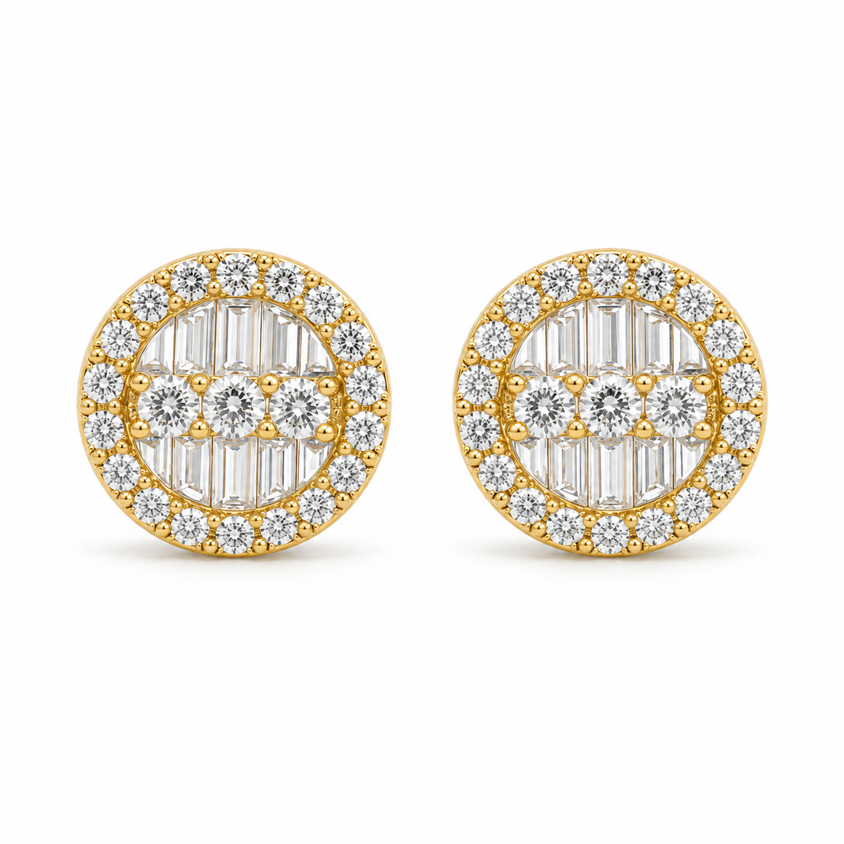 10K Gold Diamond GlowCircle Earrings (S) - front view