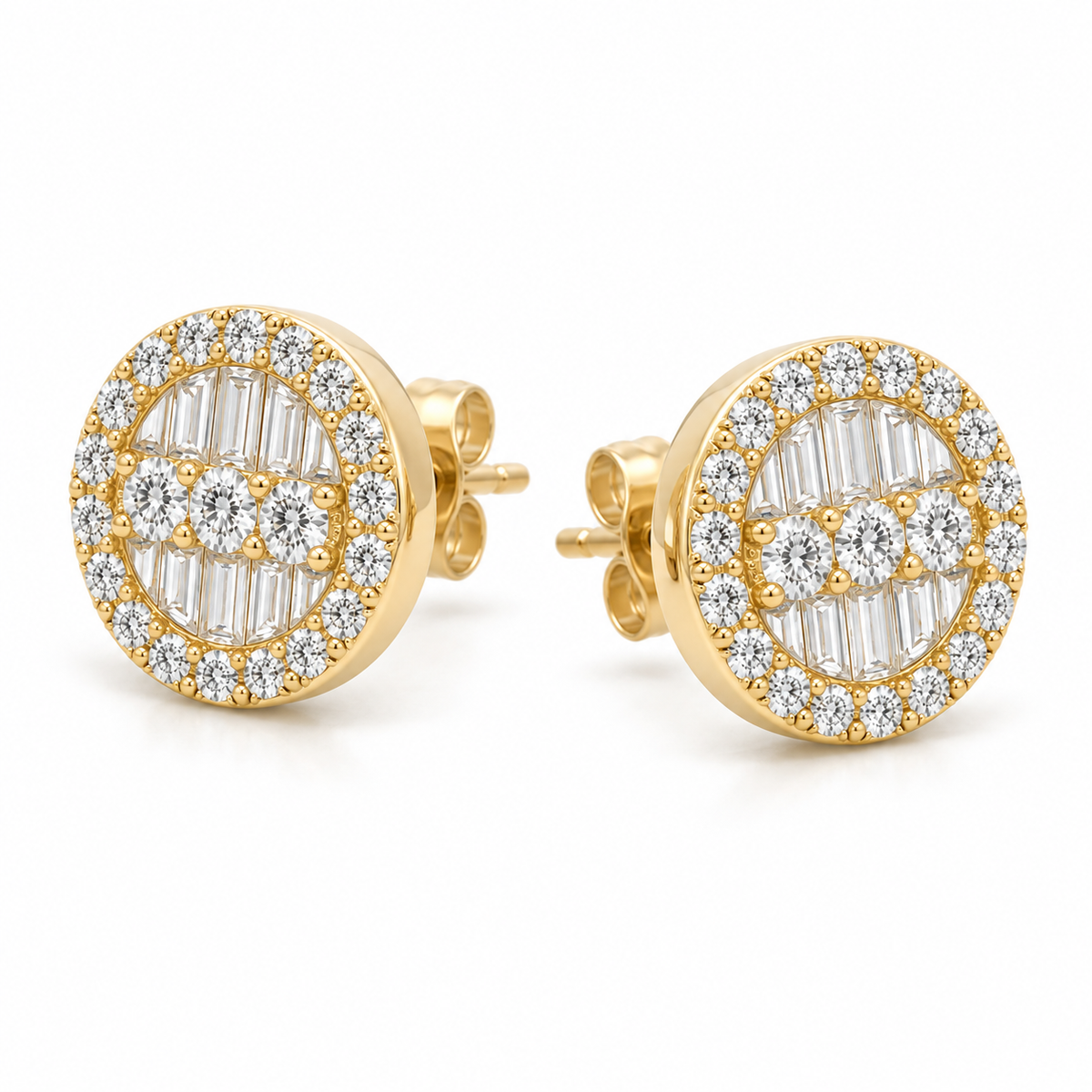 10K Gold Diamond GlowCircle Earrings (S) - 45 degree view