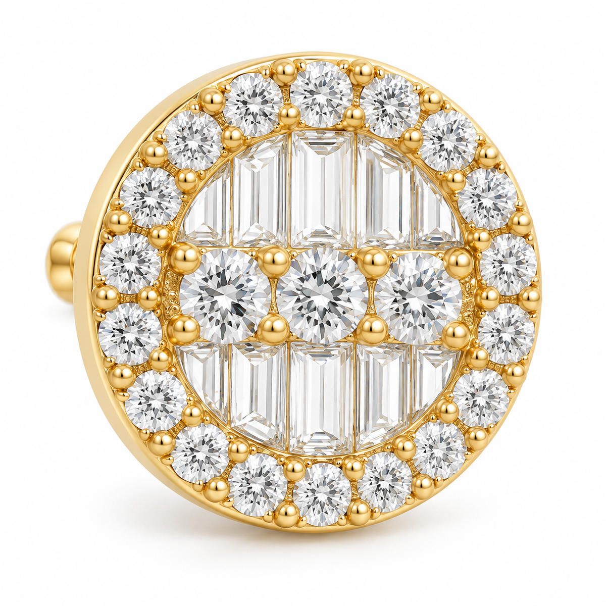 10K Gold Diamond GlowCircle Earrings (S) - macro detail