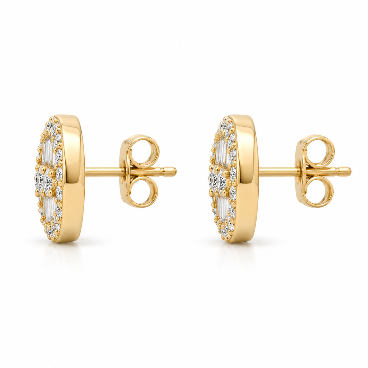 10K Gold Diamond GlowCircle Earrings (S) - side view