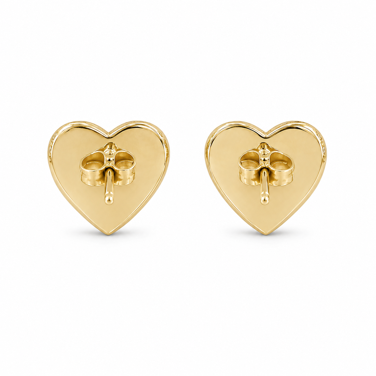 10K Gold Diamond Halo Heart Earrings - back view