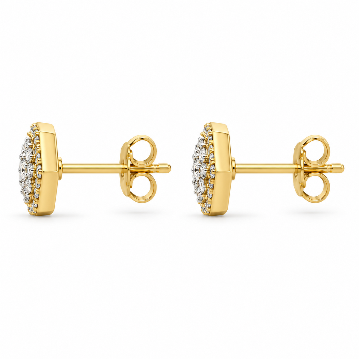 10K Gold Diamond Hexagon Earrings - side view