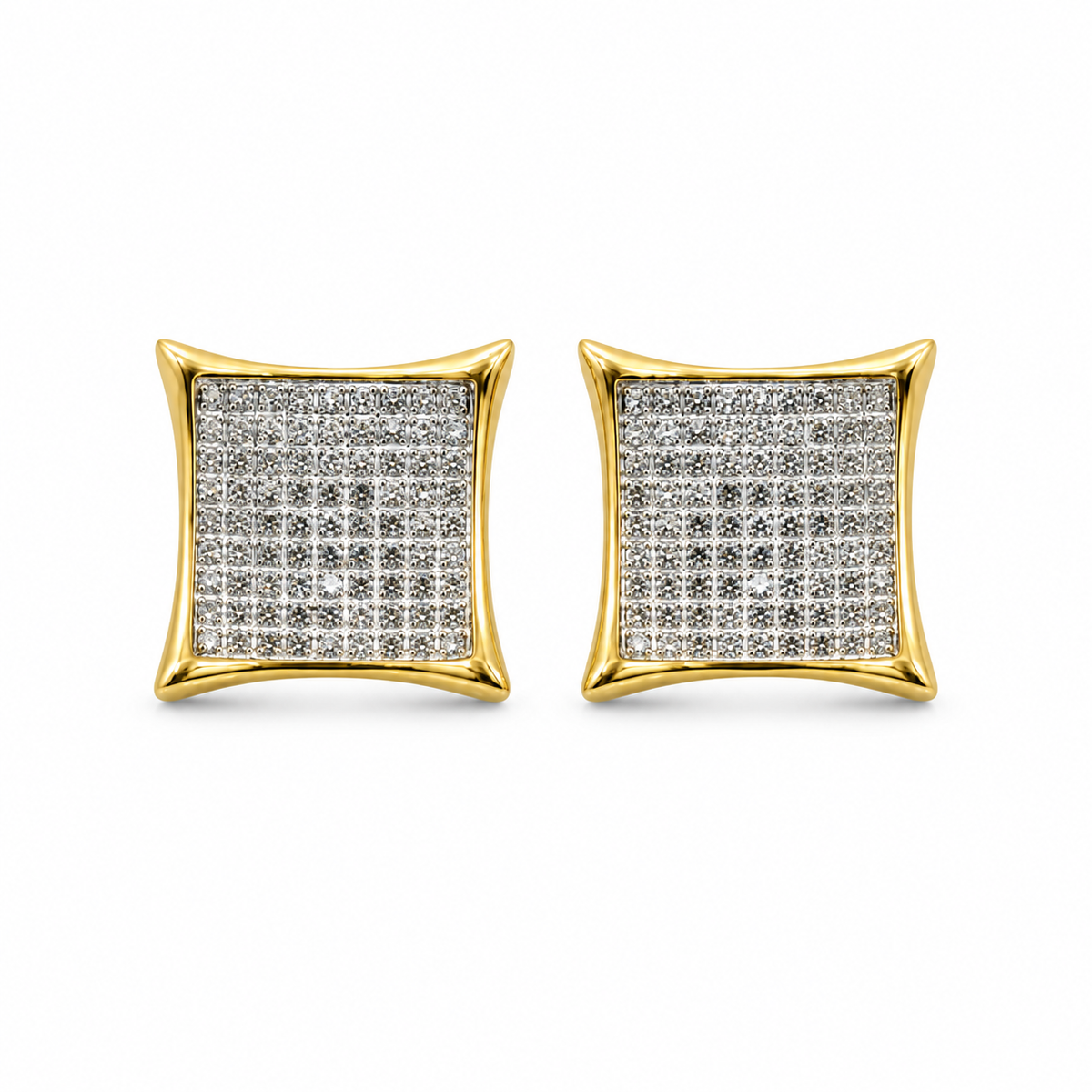 10K Gold Diamond Kite Earrings 13mm (Screwback) - front view