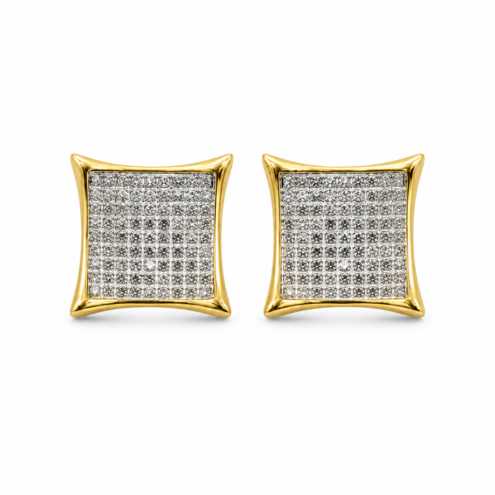 10K Gold Diamond Kite Earrings 13mm (Screwback) — 10K real gold jewelry from STF Diamonds, Los Angeles