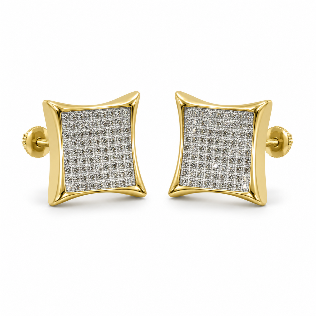 10K Gold Diamond Kite Earrings 13mm (Screwback) - 45 degree view