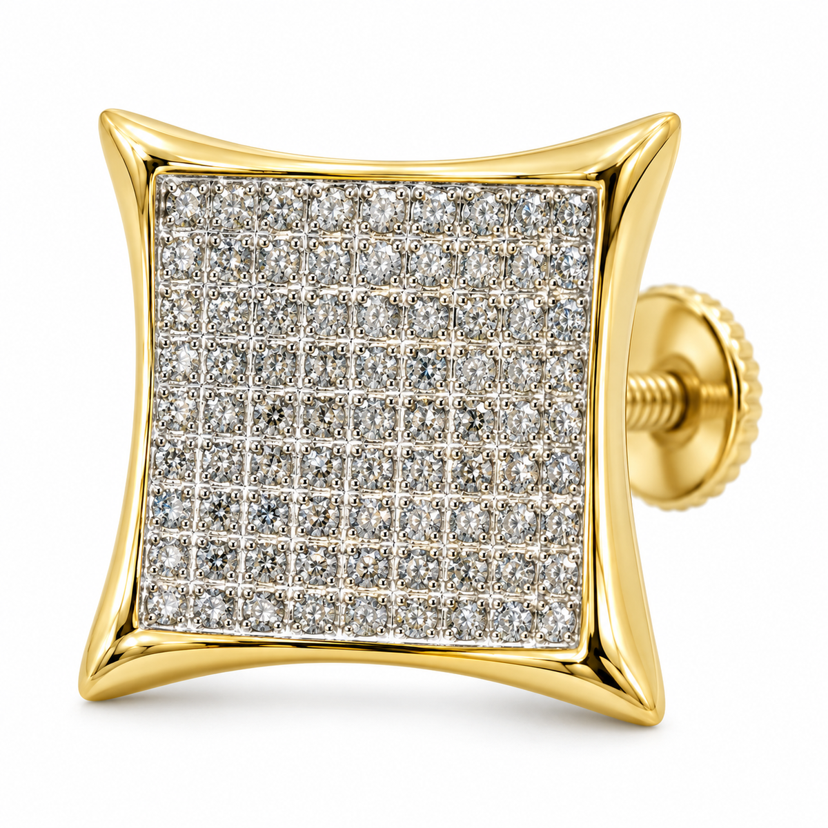 10K Gold Diamond Kite Earrings 13mm (Screwback) - macro detail