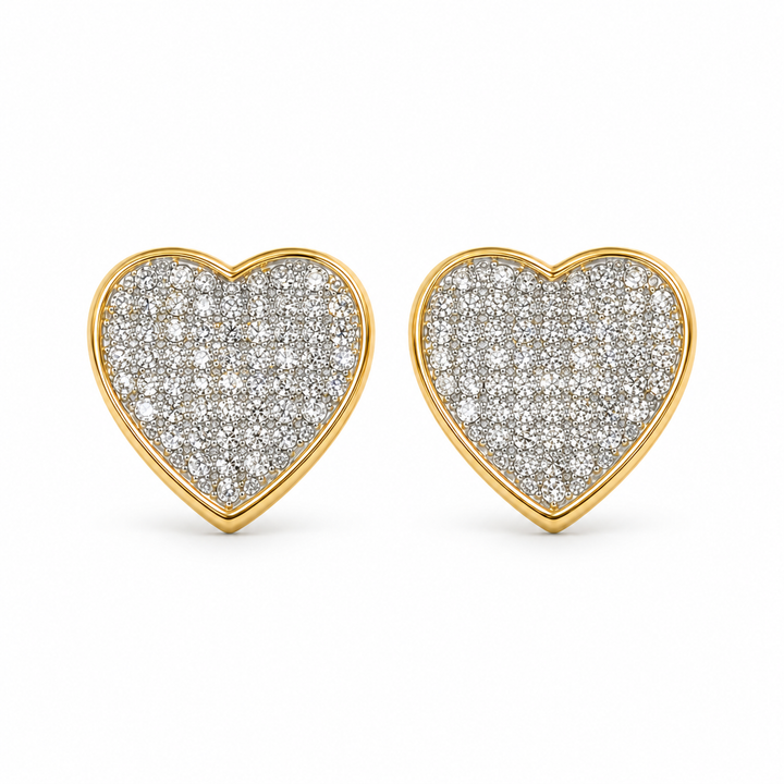 10K Gold Diamond LoveBound Heart Earrings (L) — 10K real gold jewelry from STF Diamonds, Los Angeles