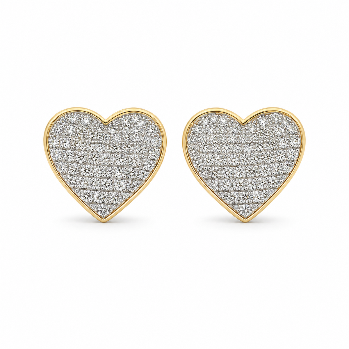 10K Gold Diamond LoveBound Heart Earrings (M) - front view