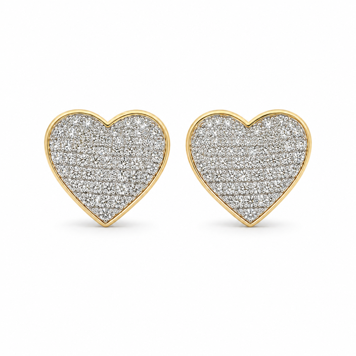 10K Gold Diamond LoveBound Heart Earrings (M) — 10K real gold jewelry from STF Diamonds, Los Angeles