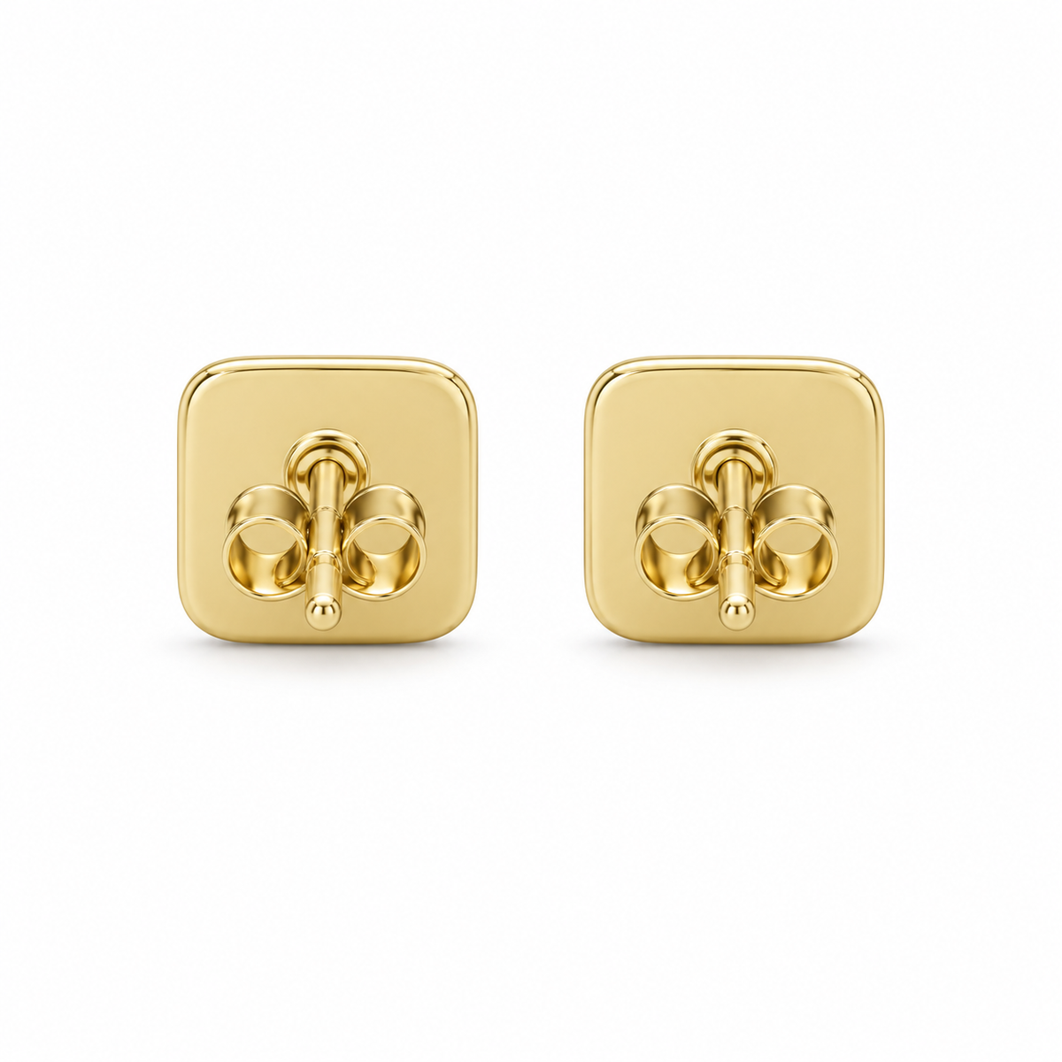 10K Gold Diamond Maison Square Earrings (M) - back view