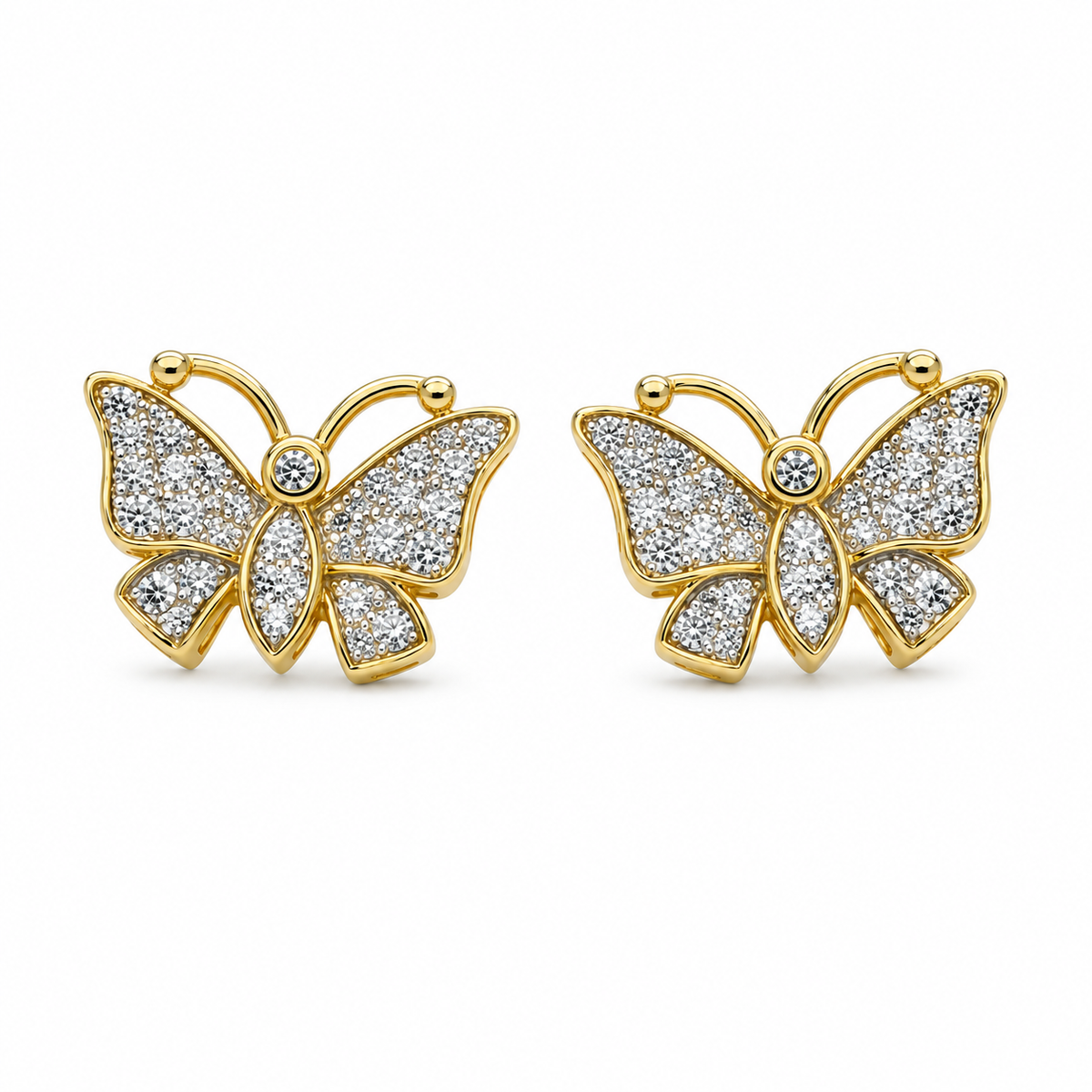 10K Gold Diamond Mariposa Earrings - front view