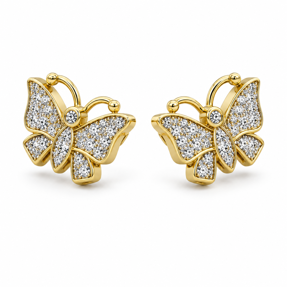 10K Gold Diamond Mariposa Earrings - 45 degree view