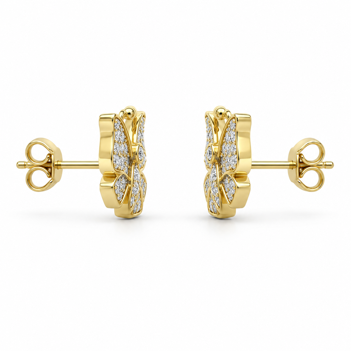 10K Gold Diamond Mariposa Earrings - side view